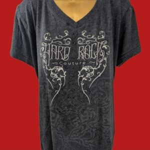 Hard Rock Cafe Couture Las Vegas Grey Tee Shirt With Embellishments XL
